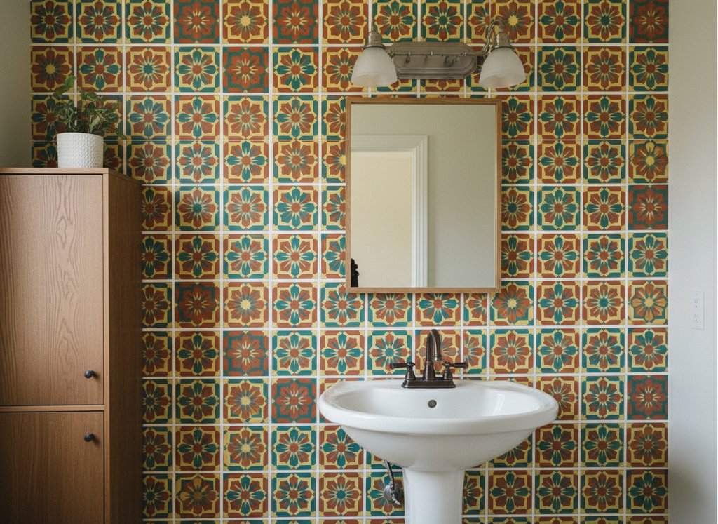 Artisanal Zellige Revival Wallpaper – Fes Palette