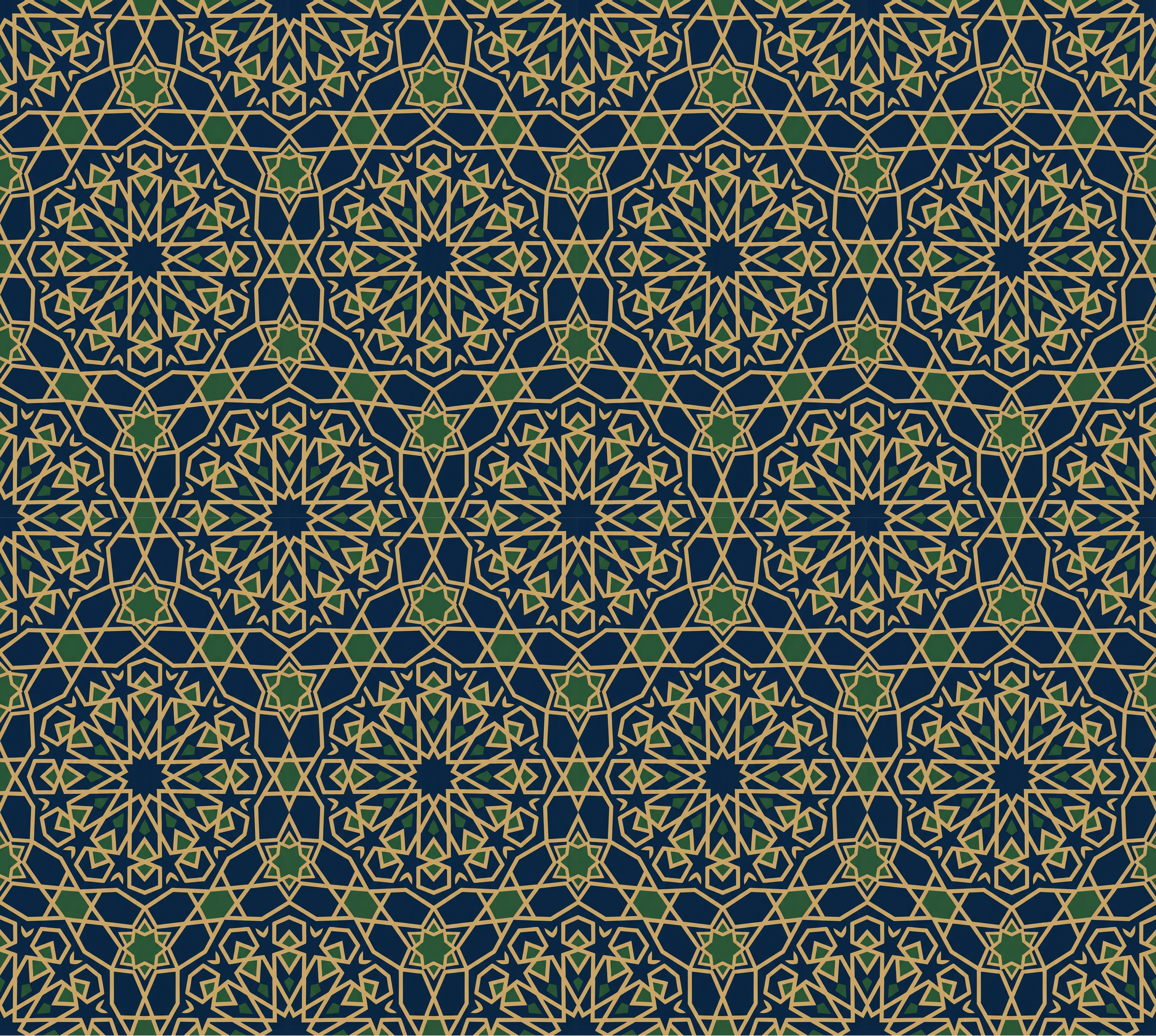 Geometric Heritage Luxe Wallpaper – Prussian Blue & Aged Gold