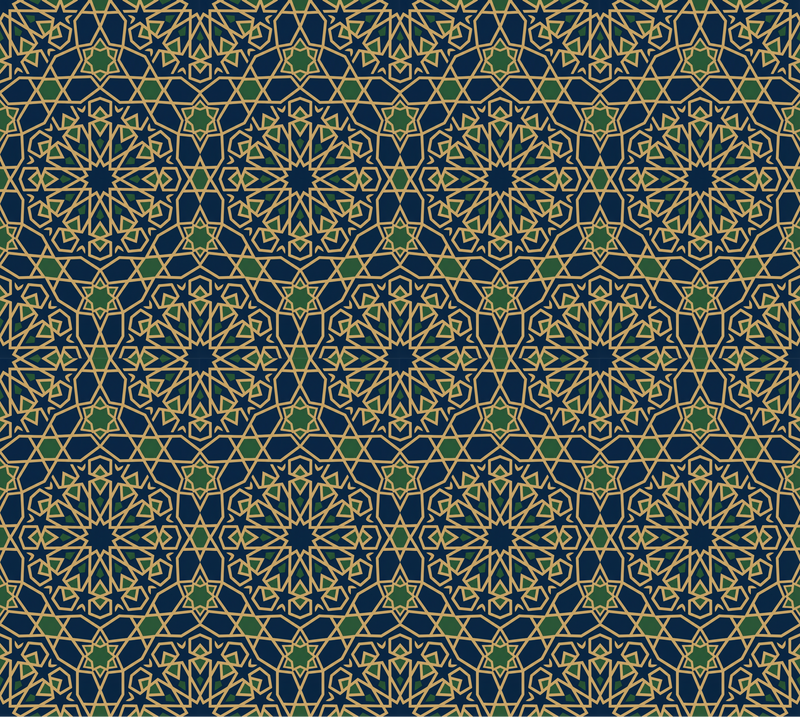 Geometric Heritage Luxe Wallpaper – Prussian Blue & Aged Gold