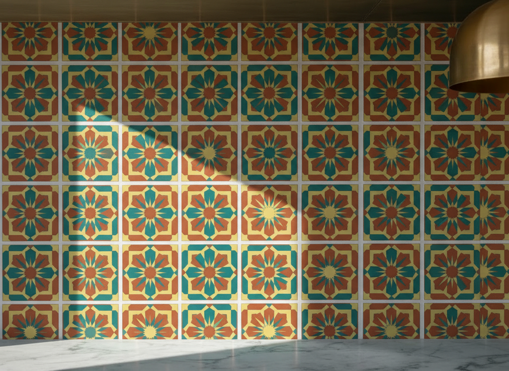 Artisanal Zellige Revival Wallpaper – Fes Palette
