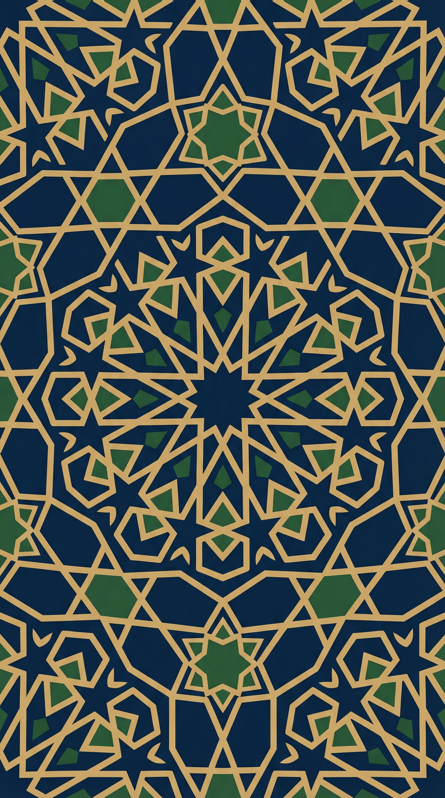 Geometric Heritage Luxe Wallpaper – Prussian Blue & Aged Gold