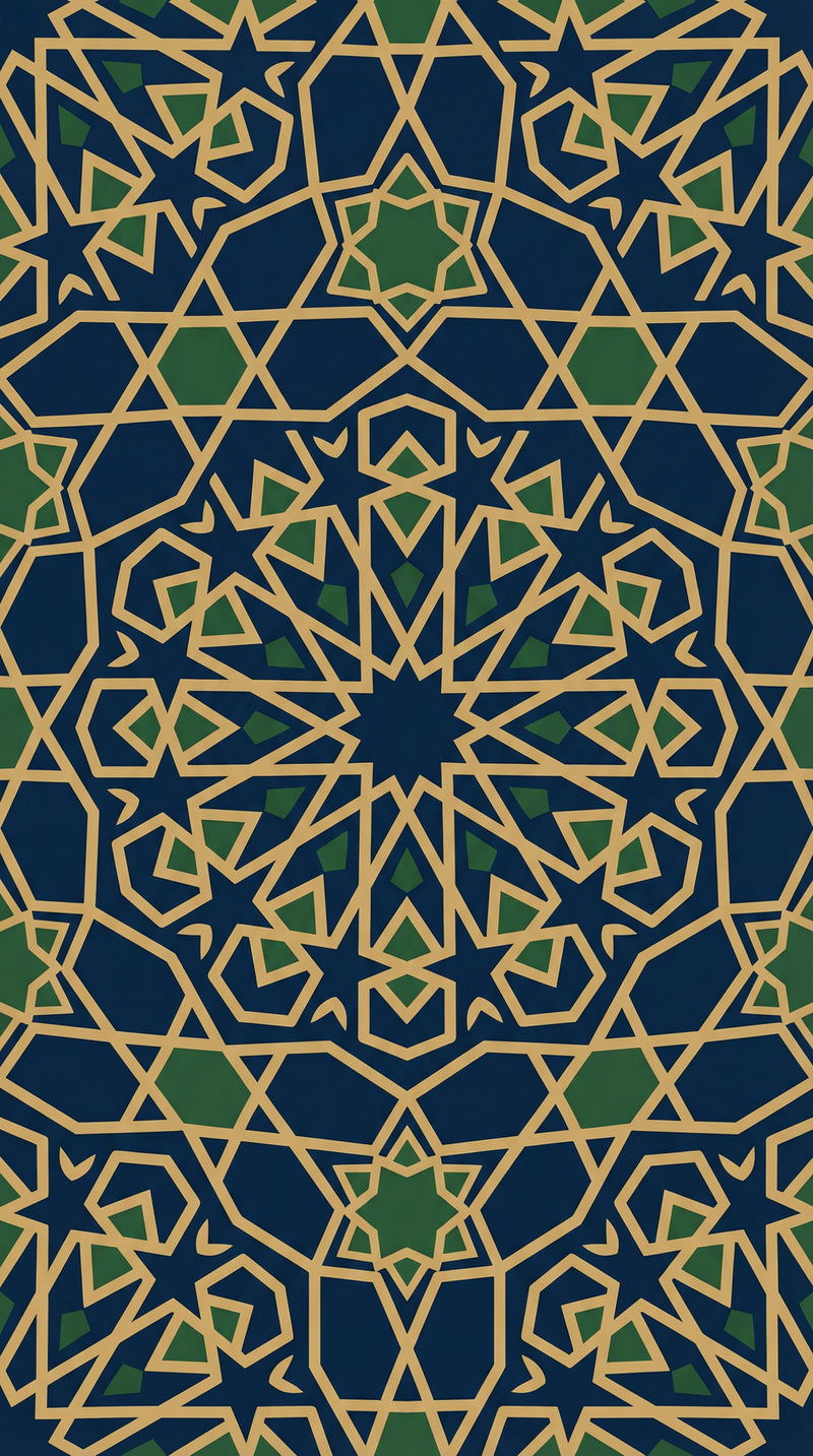 Geometric Heritage Luxe Wallpaper – Prussian Blue & Aged Gold