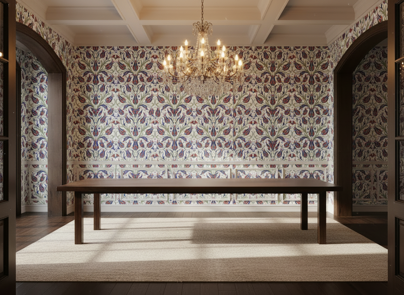 Ottoman Tulip Cascade Wallpaper - Storyteller's Garden Collection