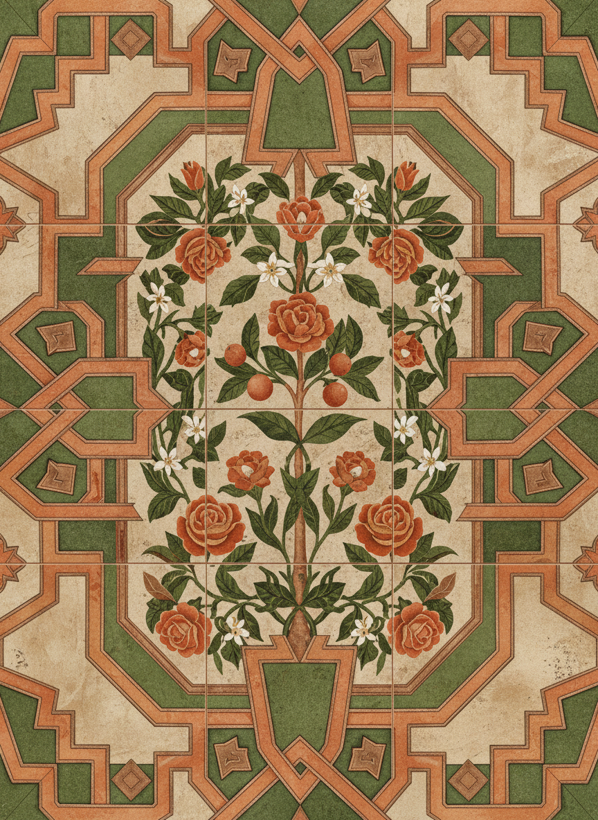Andalusian Courtyard Wallpaper - Storyteller's Garden Collection