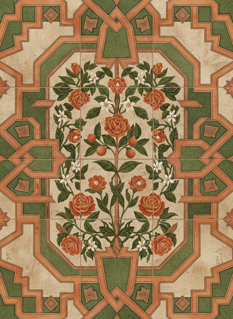 Andalusian Courtyard Wallpaper - Storyteller's Garden Collection